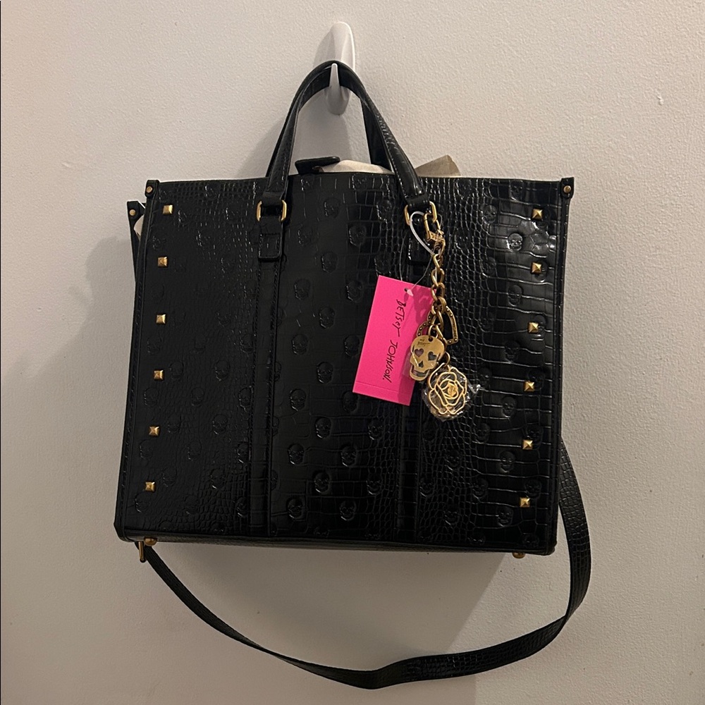 Betsey Johnson  Croc-Embossed Tote Bag with Stud Accents